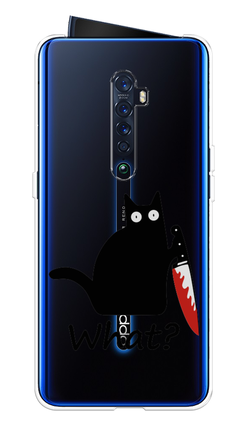 

Чехол на Oppo Reno 2 "Котик с ножом", Черный;красный, 253550-6