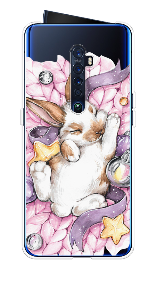 

Чехол на Oppo Reno 2 "Кролик спит", Розовый;белый, 253550-5