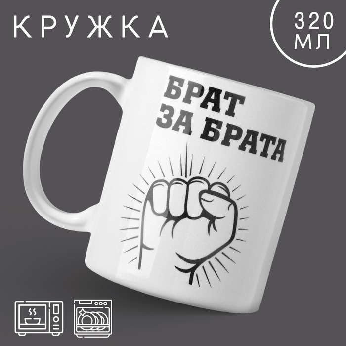 

Кружка Дорого внимание Брат за брата, 10299117, 320 мл, керамика, белый, 1 шт, Катя