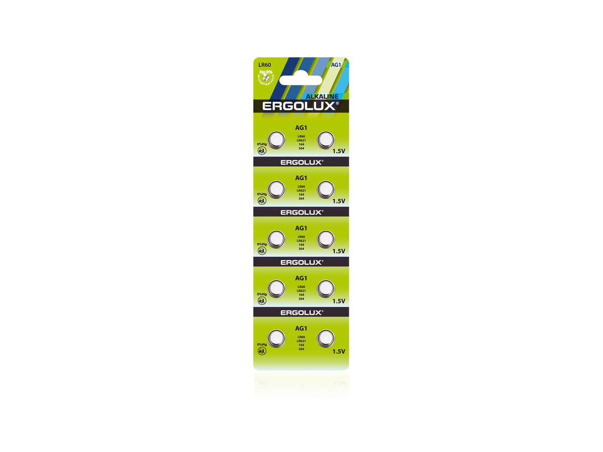 Батарейки для часов Ergolux AG 1 BL-10 AG1-BP10, LR60/LR621/164/364 14312