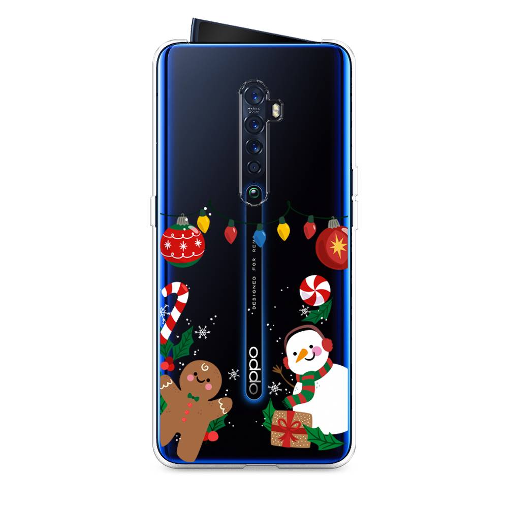 

Чехол на Oppo Reno 2 "Новогоднее настроение", Коричневый;красный;зеленый, 253550-5