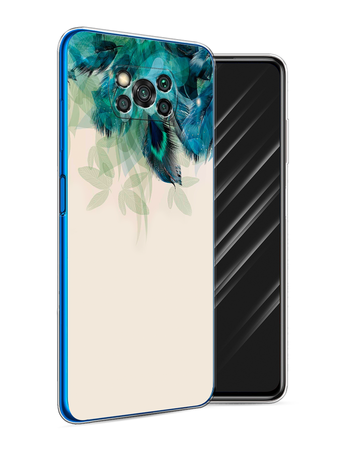 

Чехол Awog на Poco X3/X3 Pro "Перья голубого цвета", Разноцветный, 39250-2