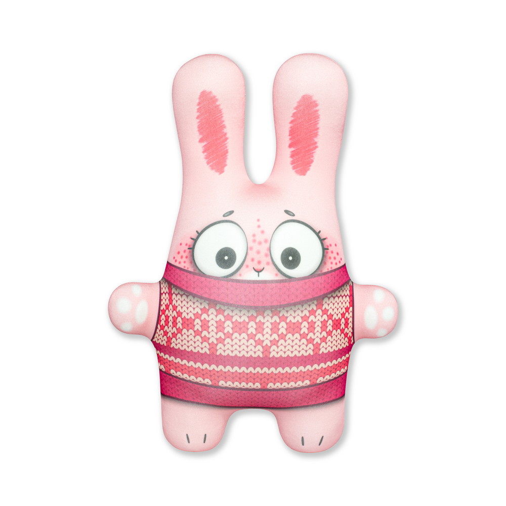 фото Мягкая игрушка-антистресс штучки, к которым тянутся ручки заяц в жилетке, розовый