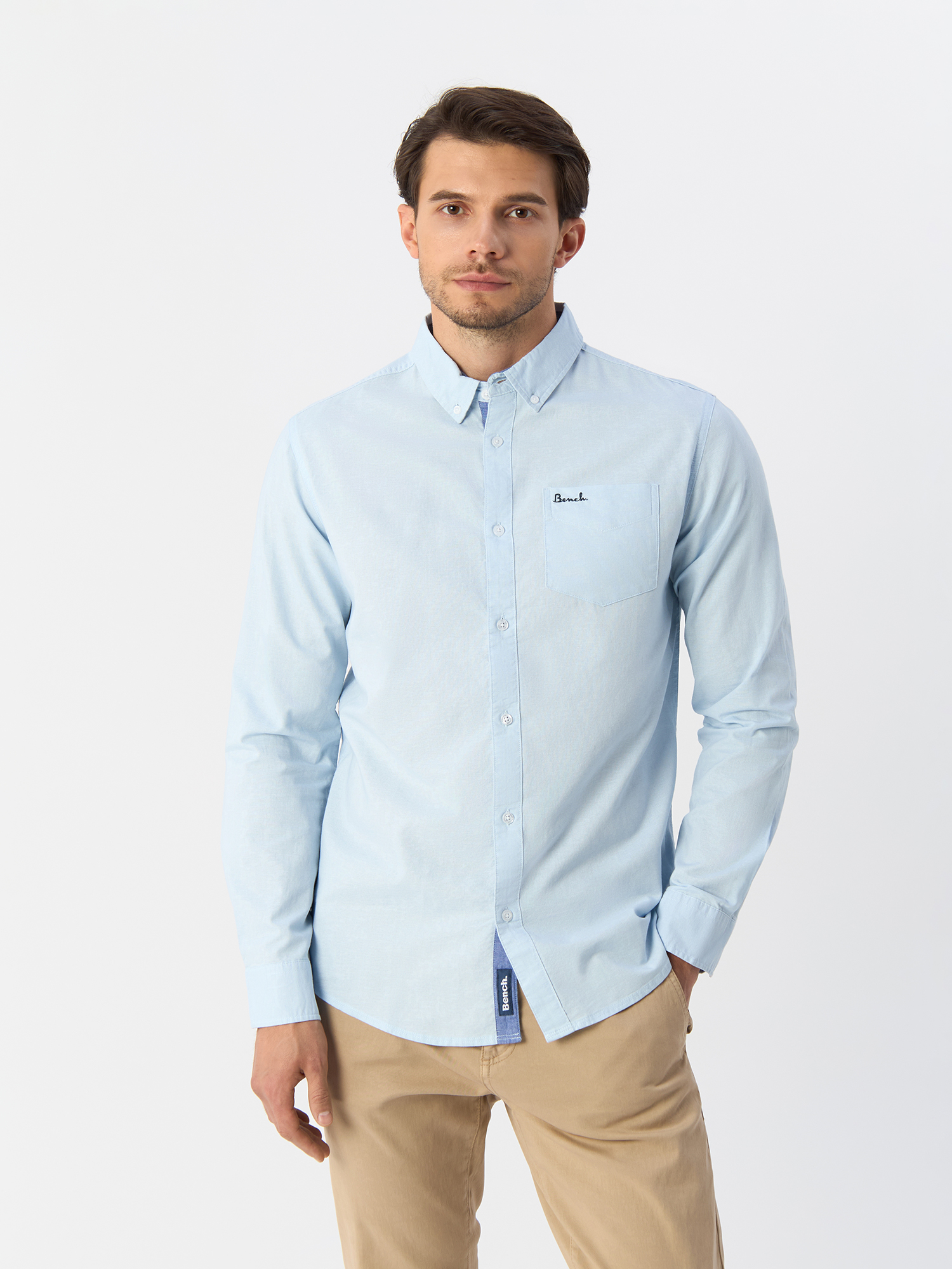 

Рубашка мужская Bench LS Oxford голубая XL, Голубой, LS Oxford