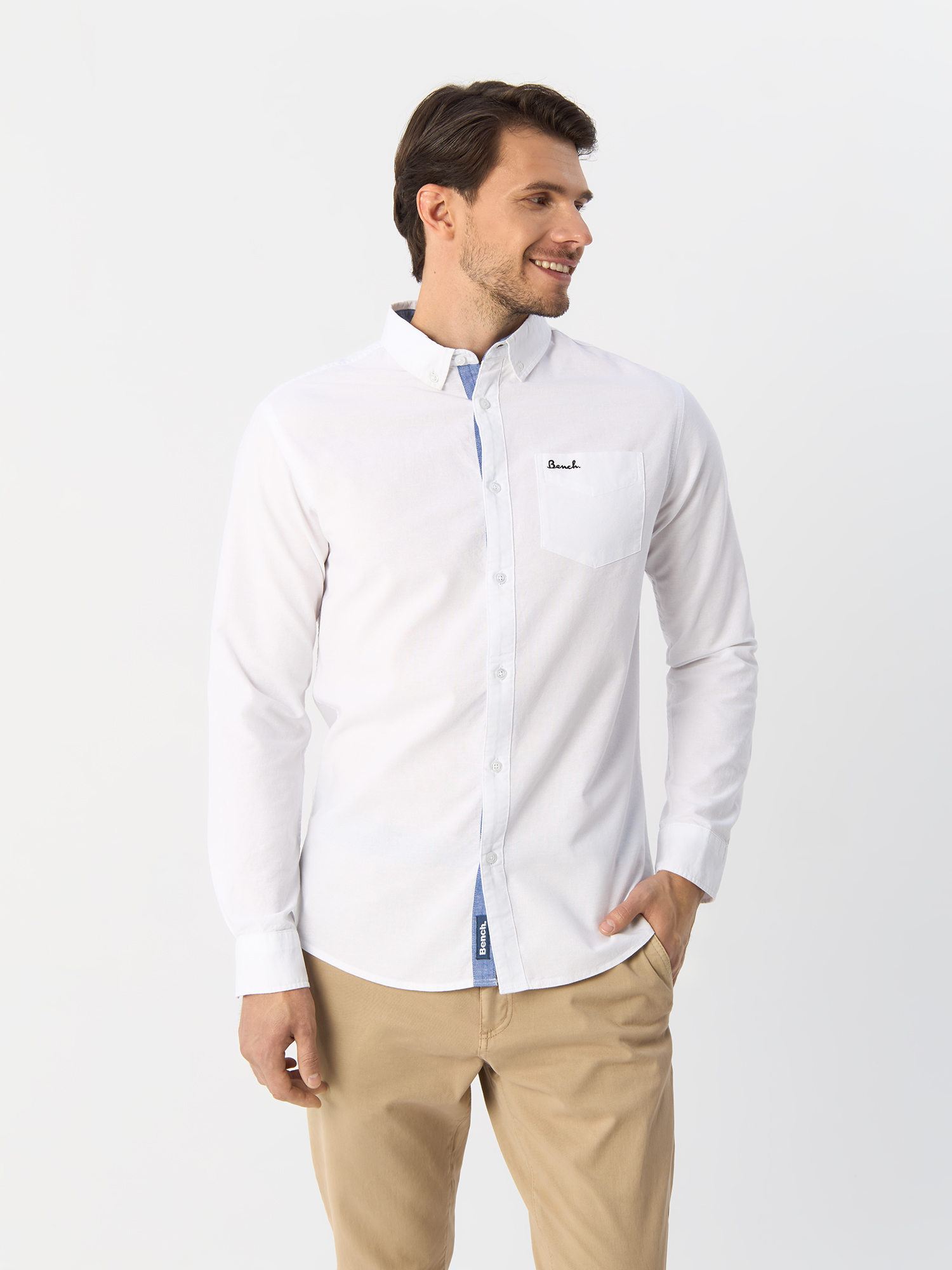 

Рубашка мужская Bench LS Oxford белая XL, Белый, LS Oxford