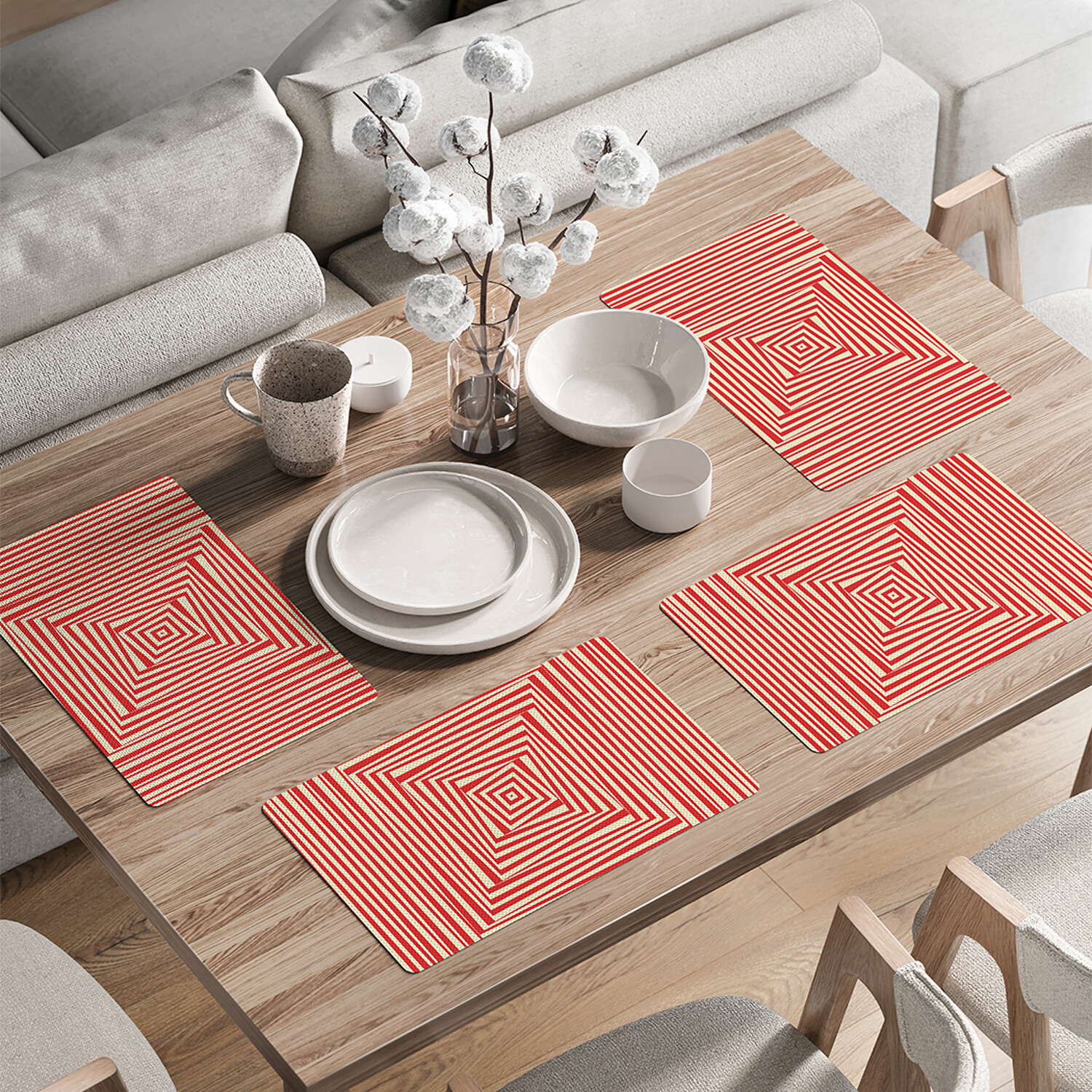 

Комплект салфеток JoyArty Квадратные деформации для сервировки стола 46x30 см, 4шт, Красный, Квадратные деформации