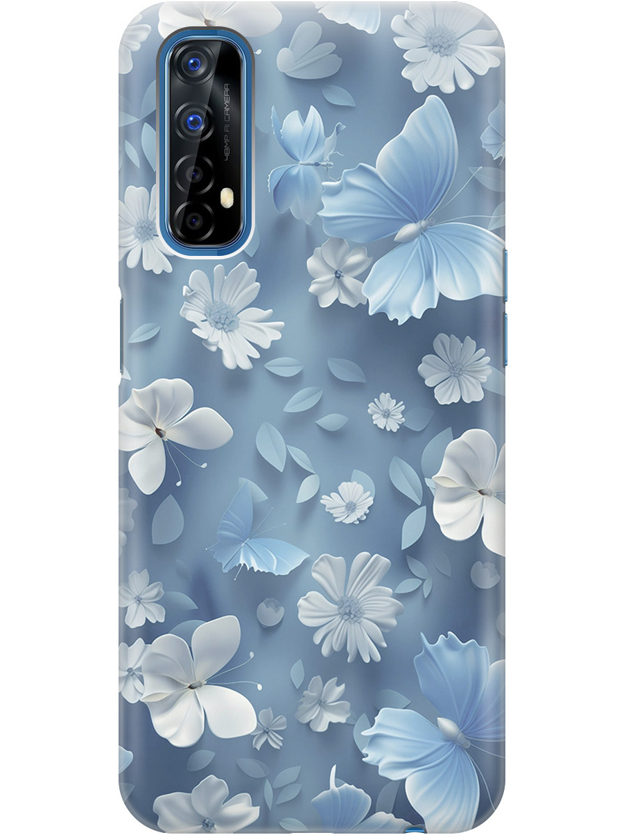 

Силиконовый чехол на Realme 7 с принтом "Голубые бабочки", 725455510