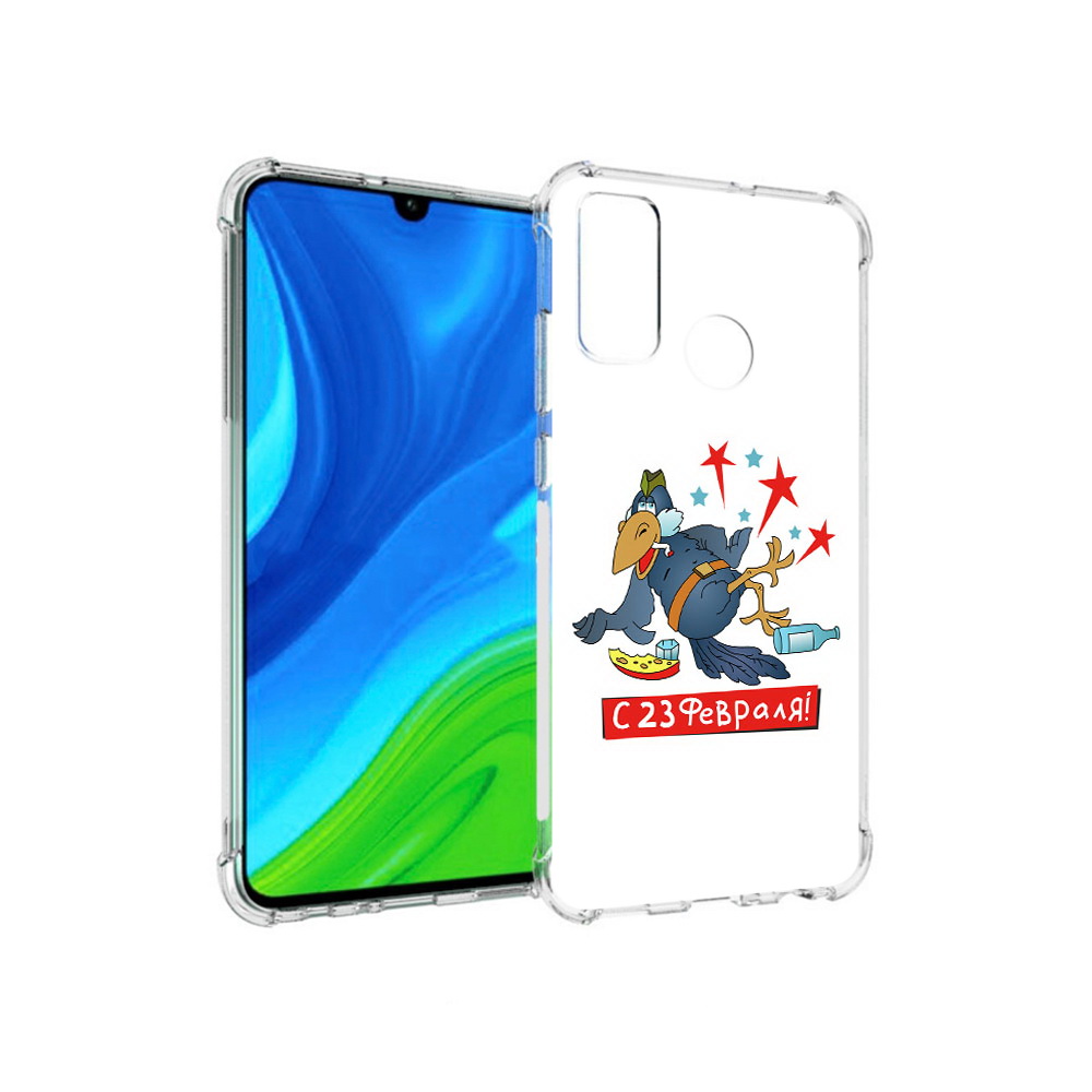

Чехол MyPads Tocco для Huawei P Smart (2020) 23 февраля веселая птица, Прозрачный, Tocco
