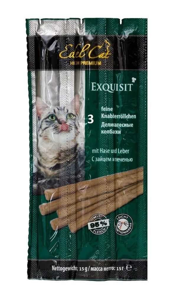 Лакомство для кошек Edel Cat Колбаски заяц и печень 30 гр