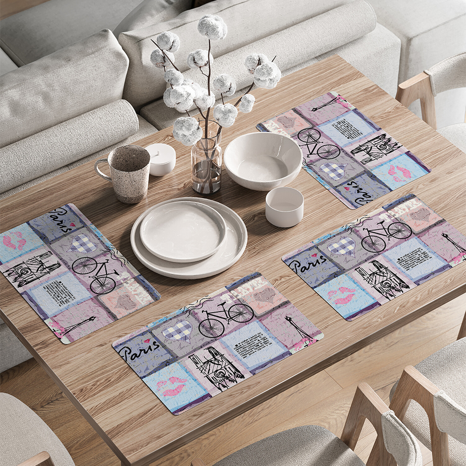 

Комплект салфеток JoyArty Париж для путешествий для сервировки стола 46x30 см, 4шт, Синий, Париж для путешествий