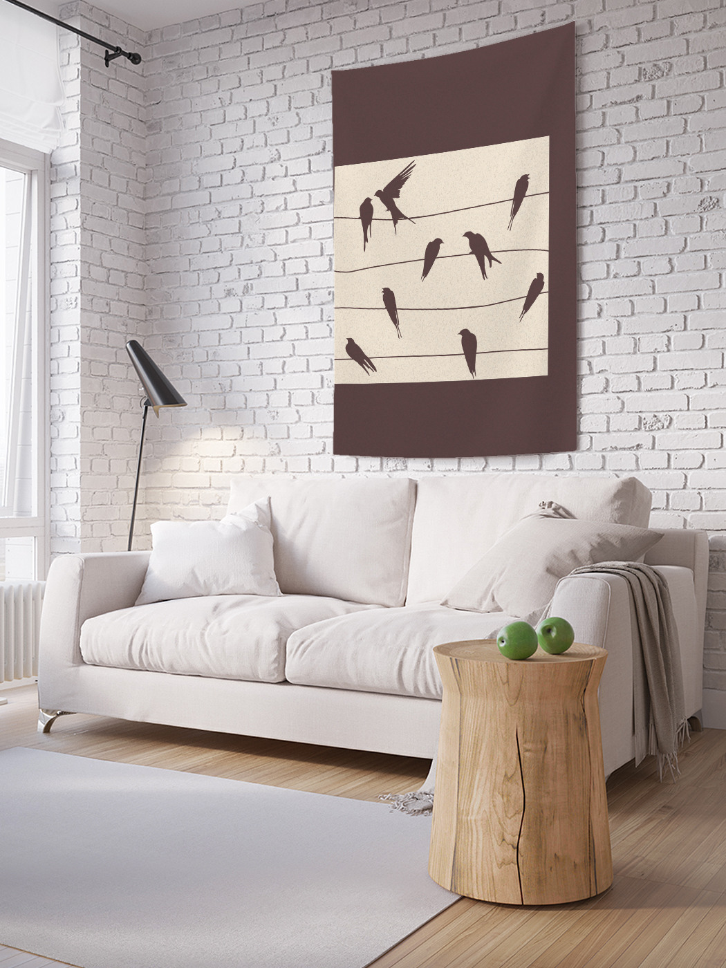 фото Вертикальное фотопанно на стену joyarty "птицы на проводах", 150x200 см