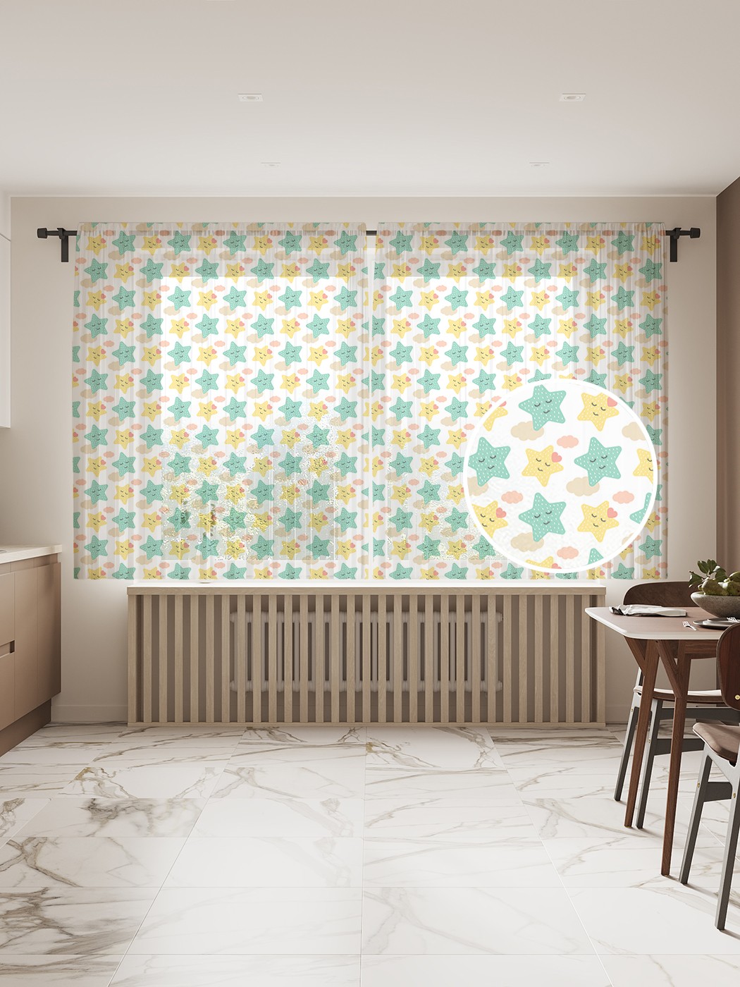 

Фототюль JoyArty "Влюбленные звезды" 145x180см (2 полотна со шторной лентой + 50 крючков), Влюбленные звезды