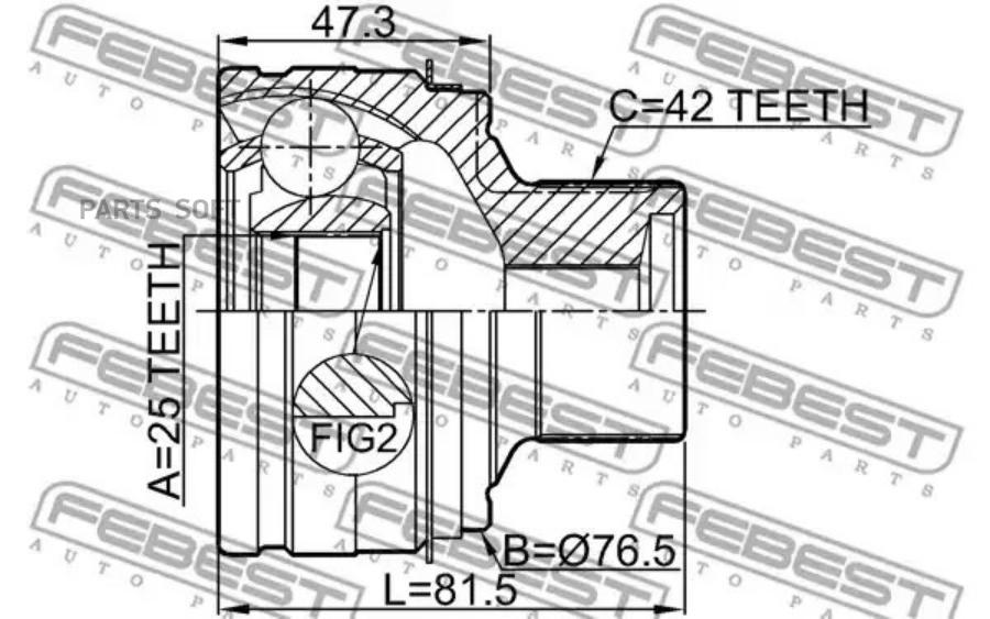 

FEBEST ШРУС наруж. 25X76.5X42 AUDI A5S5COUPESPORTBACK 2008=> FEBEST 1710-A4