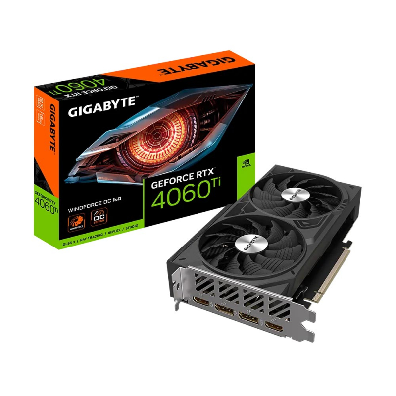 

Видеокарта GIGABYTE RTX 4060 TI 16GB GV-N406TWF2OC-16GD, Черный, Geforce RTX 4060 Ti