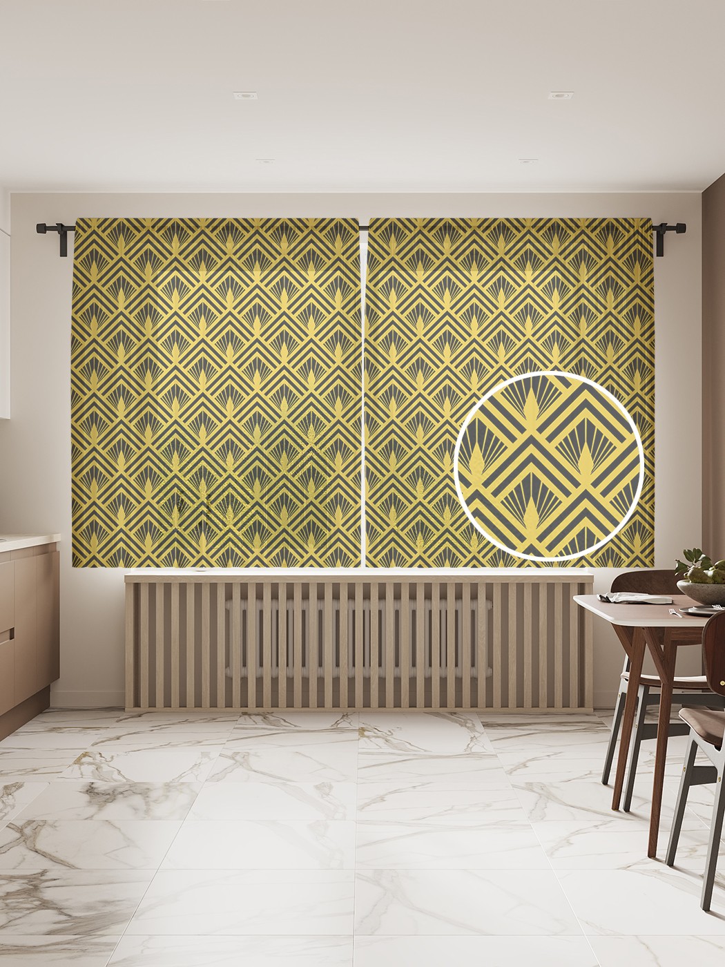 

Фототюль JoyArty "Веерная геометрия" 145x180см (2 полотна со шторной лентой + 50 крючков), Веерная геометрия