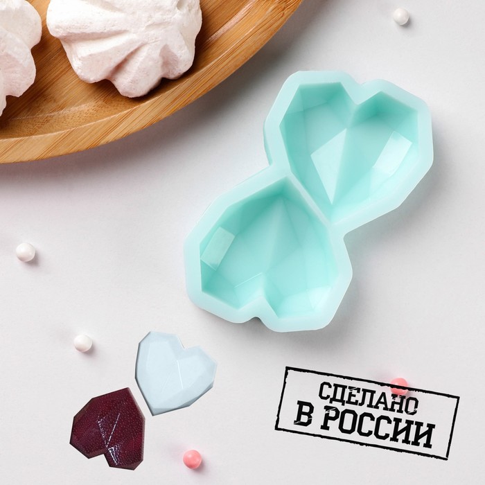 

Силиконовая форма Sima-land "Сердце - геометрическое", 4х4 см, 15 мм, бирюзовый, Голубой