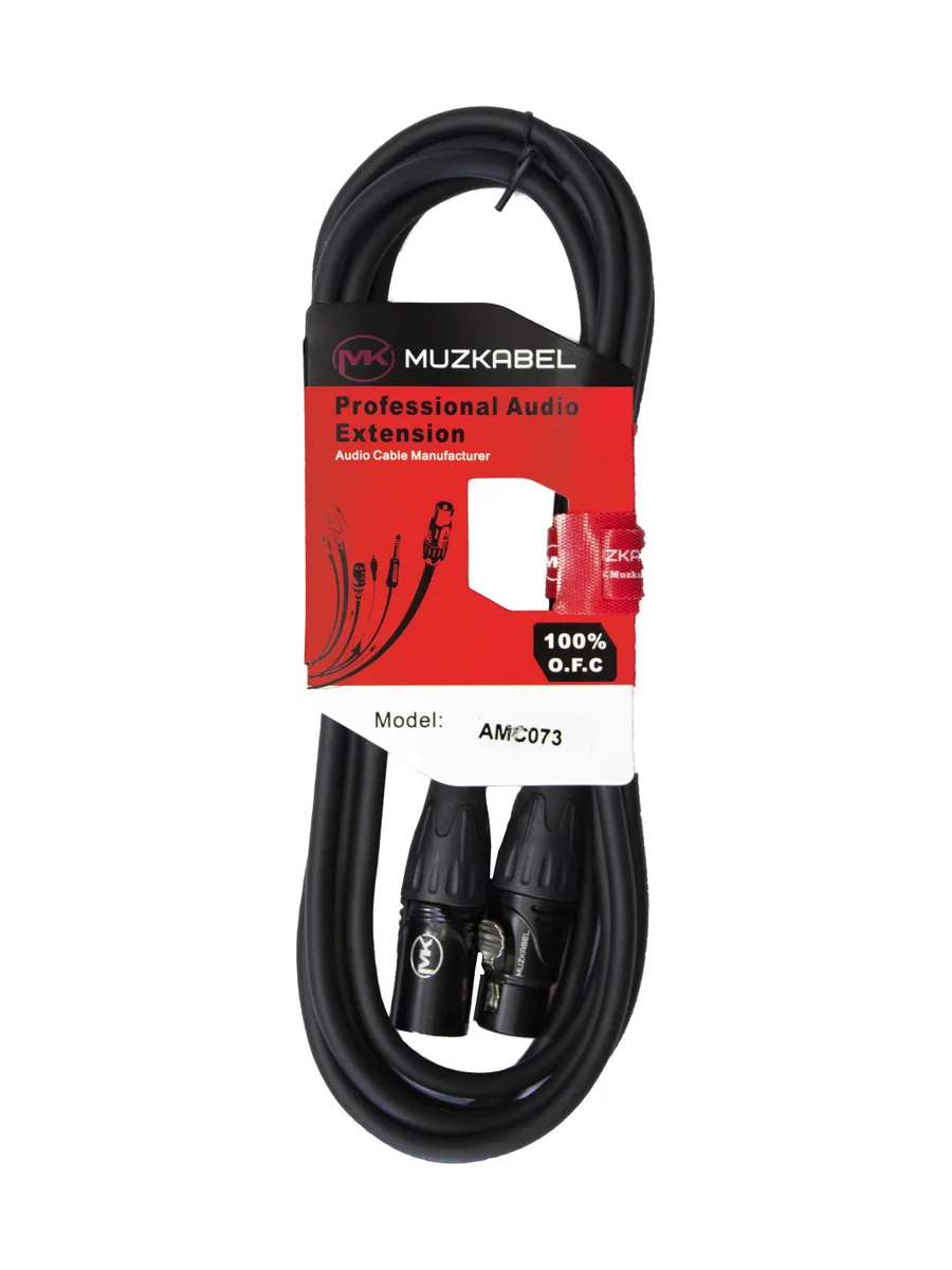 

Микрофонный кабель MUZKABEL AMC076 - 6 метров, XLR - XLR, Черный, AMC07