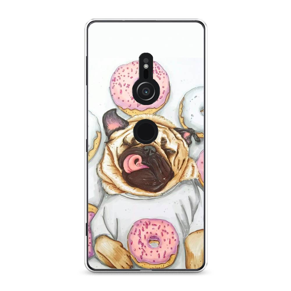 

Чехол на Sony Xperia XZ2 "Счастливый мопс", Розовый;бежевый;коричневый, 52850-1