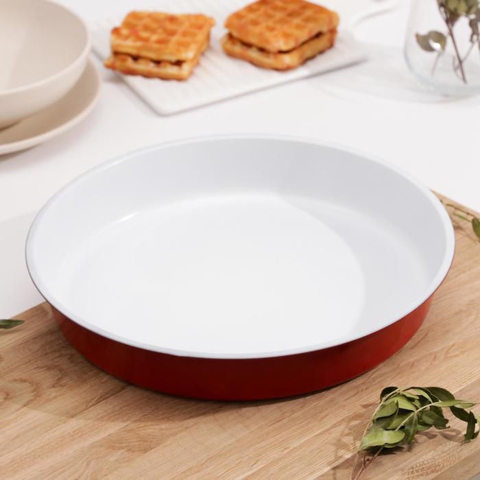 

Форма для выпечки Доляна "Флери,Круг", 27,5х4 см, керамическое покрытие, красный