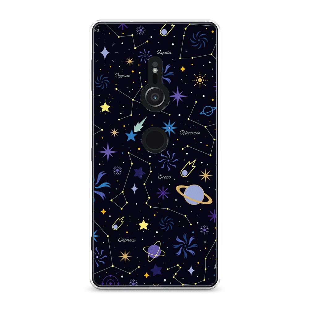 

Чехол для Sony Xperia XZ2 "Цветной космос", Желтый, 52850-2