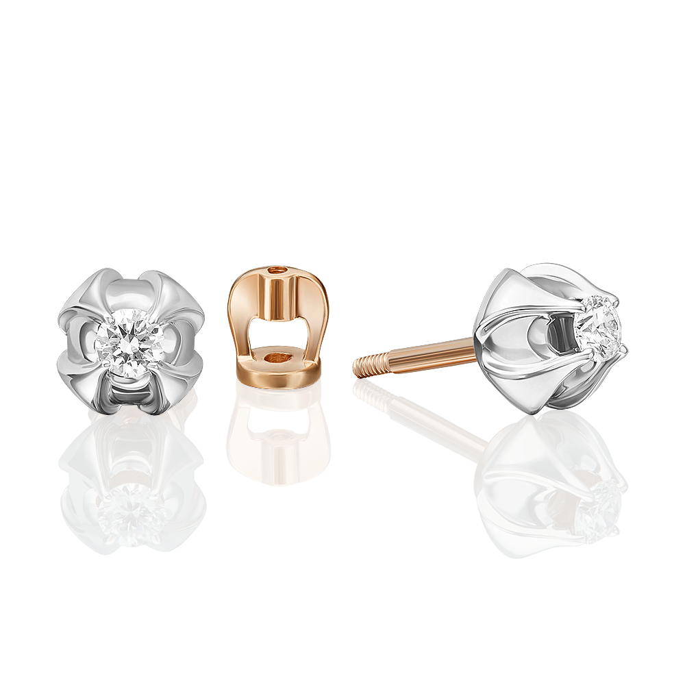 

Серьги пусеты из белого/красного золота PLATINA jewelry 02-5346-00-101-1111, бриллиант, 02-5346-00-101-1111