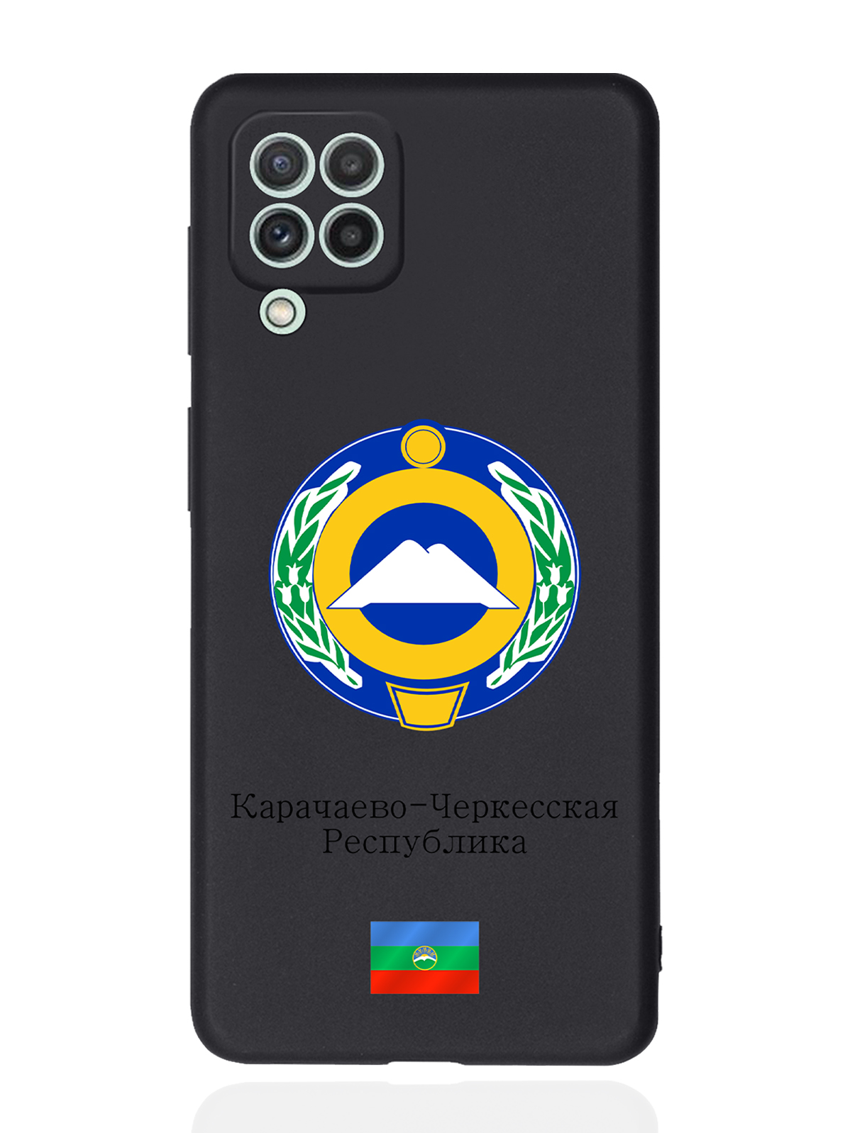 

Чехол SignumCase для Samsung Galaxy A22 Герб Карачаево-Черкесской Республики черный, Разноцветный