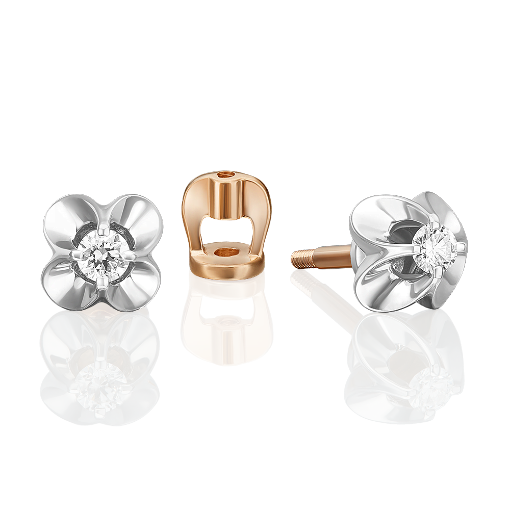 

Серьги пусеты из белого/красного золота PLATINA jewelry 02-5350-00-101-1111, бриллиант, 02-5350-00-101-1111