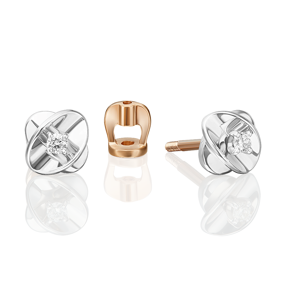 

Серьги пусеты из белого/красного золота PLATINA jewelry 02-5356-00-101-1111, бриллиант, 02-5356-00-101-1111