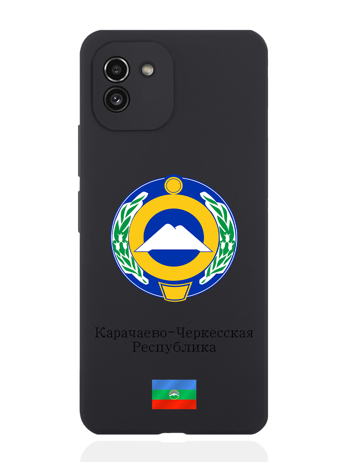 

Чехол SignumCase для Samsung Galaxy A03 Герб Карачаево-Черкесской Республики черный, Разноцветный