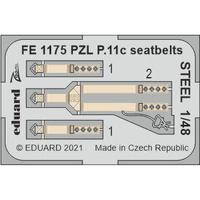 FE1175 Eduard 1/48 Фототравление для PZL P.11c, ремни безопасности СТАЛЬНЫЕ