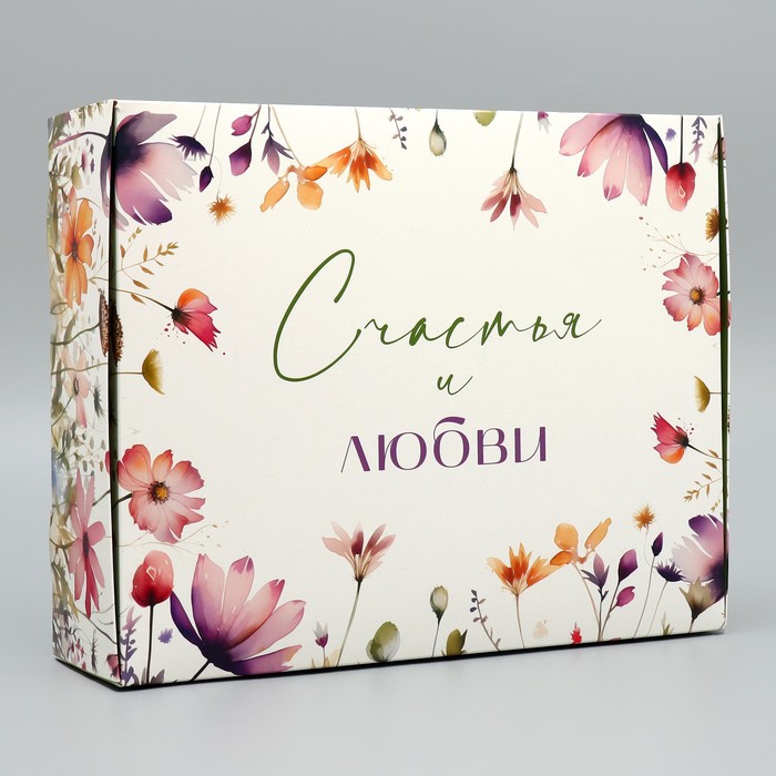 

Коробка складная Дарите счастье Счастья и любви, 9846542, 31х24.5х9 см, Белый;розовый