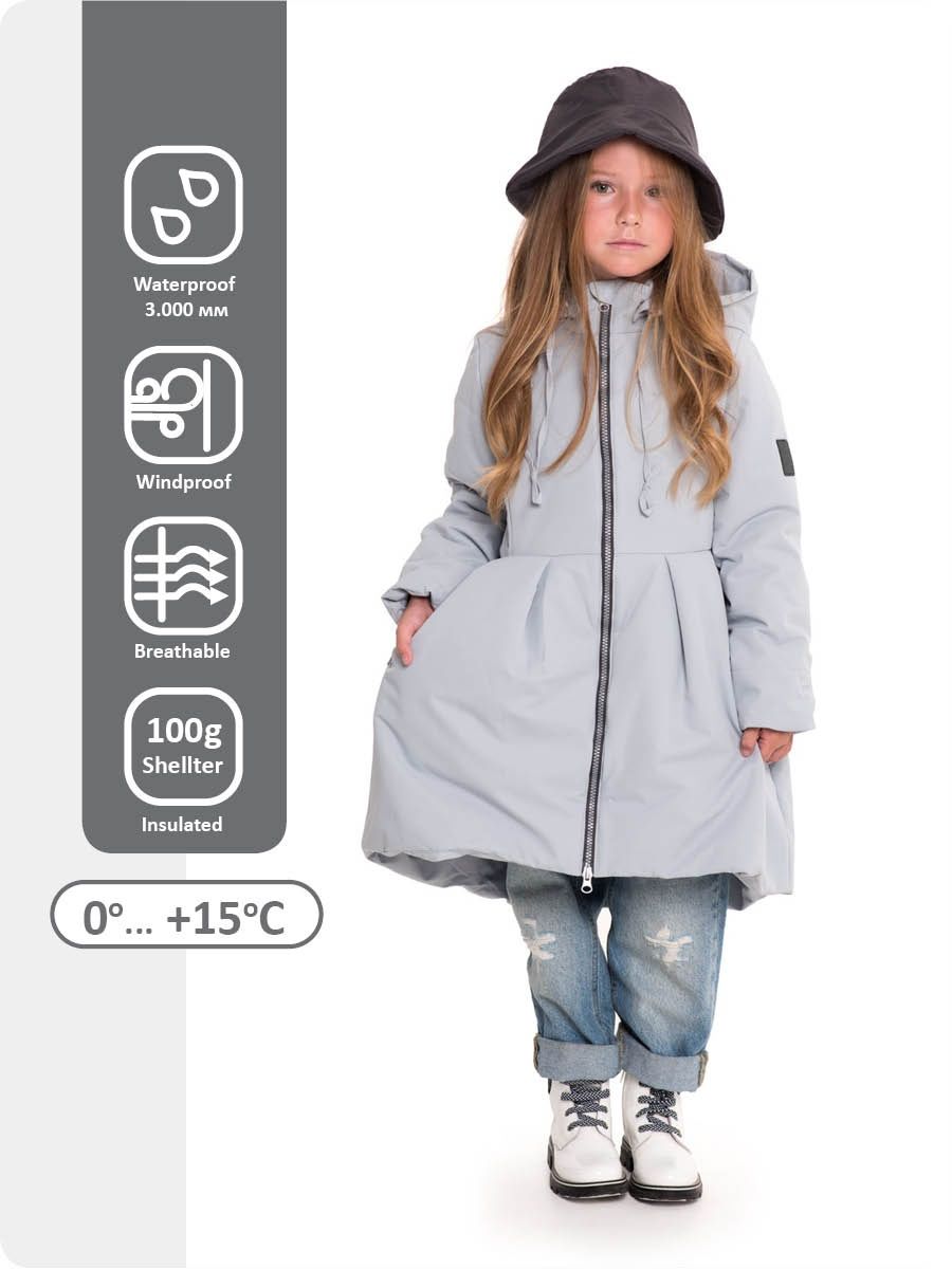 Пальто детское Zukka 15107gSS21g, светло-серый, 128