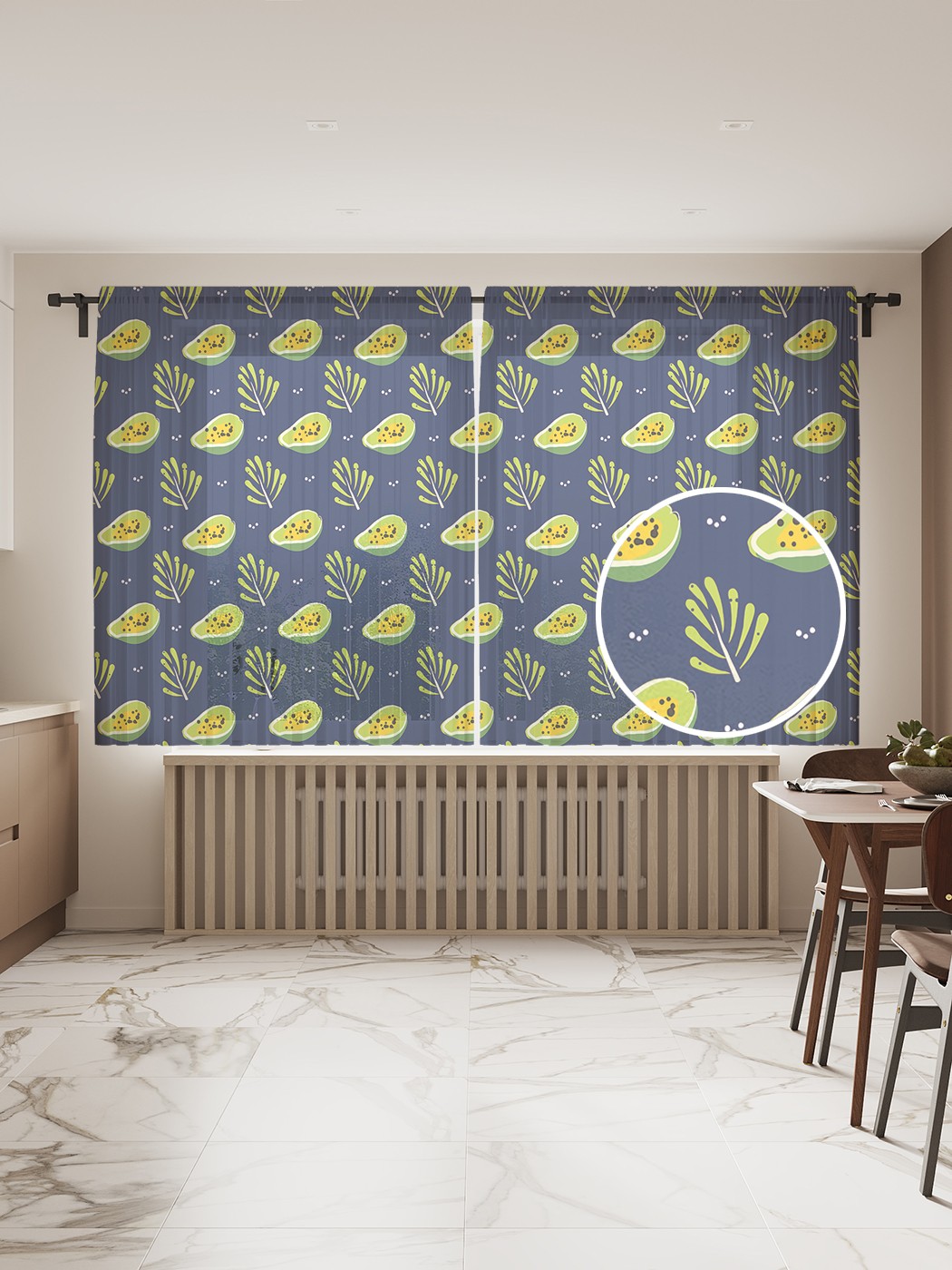 

Фототюль JoyArty "Экзотический фрукт" 145x180см (2 полотна со шторной лентой + 50 крючков), Экзотический фрукт