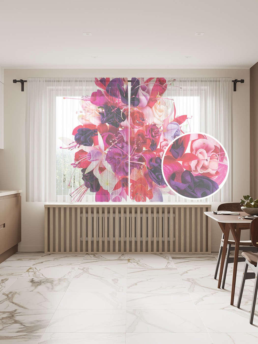 

Фототюль JoyArty "Искусственный букет" 145x180см, 2 полотна, лента, 50 крючков, Искусственный букет