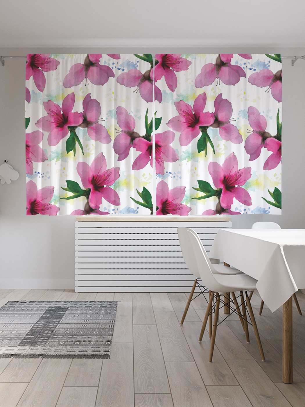 фото Классические шторы joyarty "цветочки с ветки", серия oxford delux, 2 полотна 145x180 см