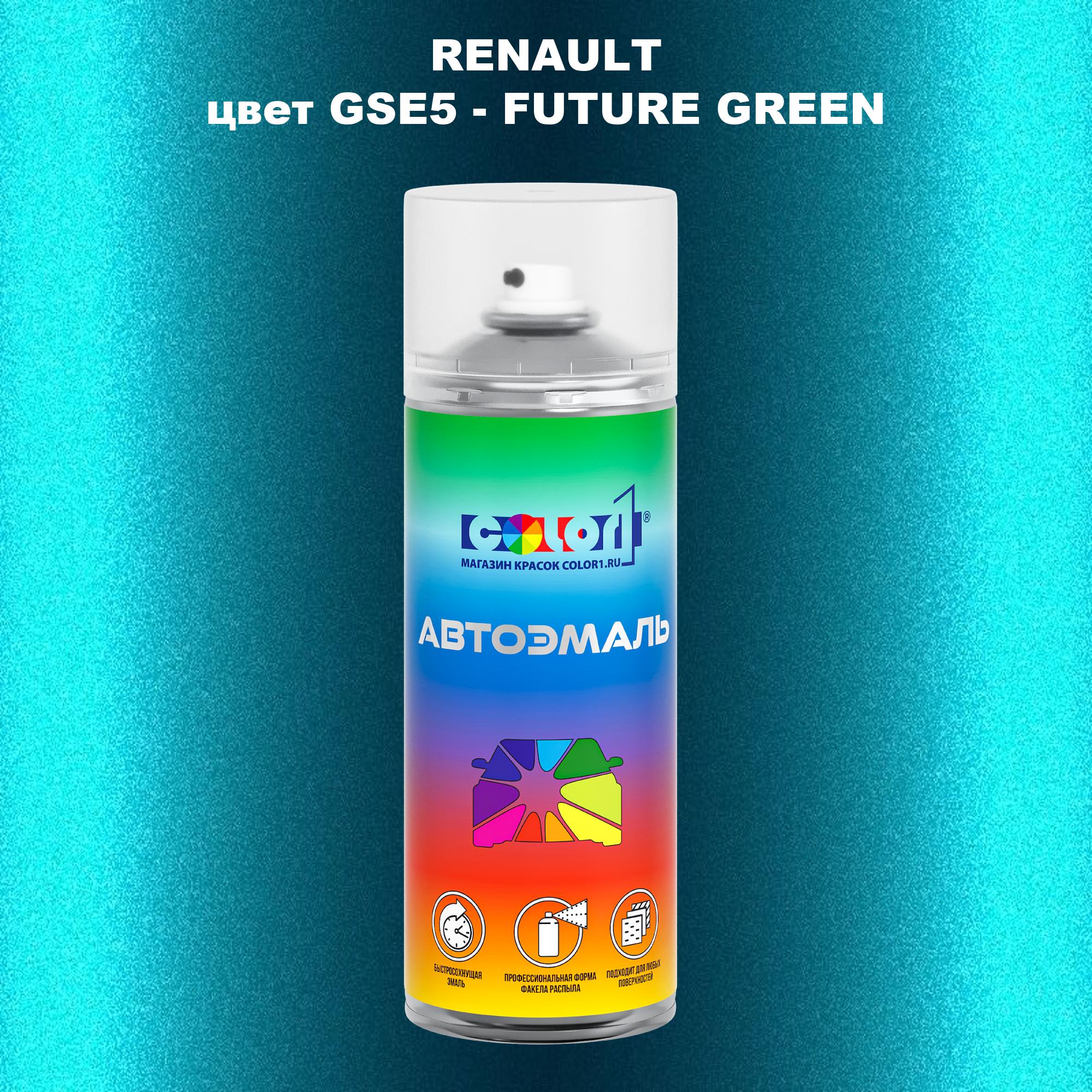 

Аэрозольная краска COLOR1 для RENAULT, цвет GSE5 - FUTURE GREEN, Прозрачный