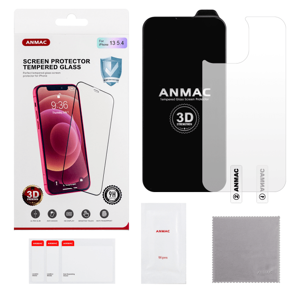 

Защитное стекло ANMAC iPh 13 Mini (5.4) + пленка назад 3D усиленное Арт. 1137225