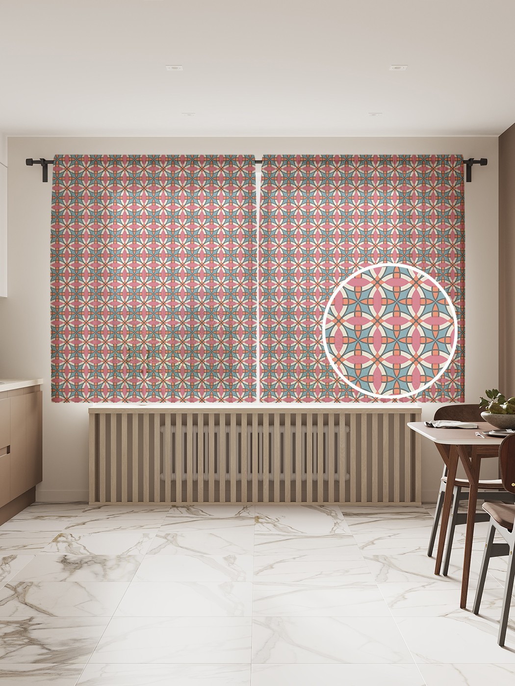 

Фототюль JoyArty "Круговой орнамент" 145x180см (2 полотна со шторной лентой + 50 крючков), Круговой орнамент