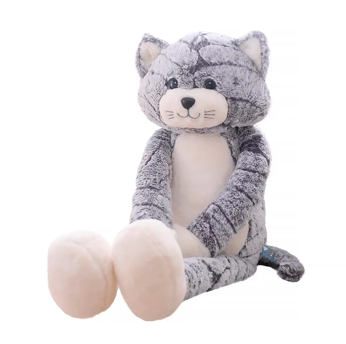 фото Мягкая игрушка wellywell кот с длинными лапками серый 70см