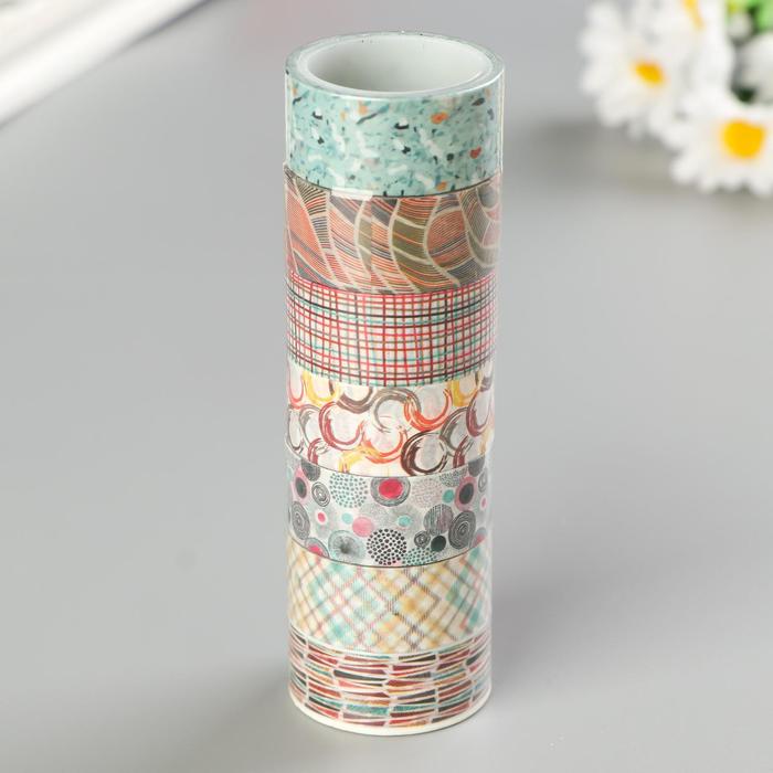 

Клейкие WASHI-ленты для декора "Микс №3", 15 мм х 3 м (набор 7 шт) рисовая бумага, Разноцветный, Остров Сокровищ