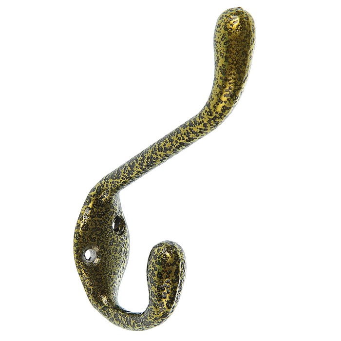 

Крючок мебельный двухрожковый ТУНДРА КМ06BS, цвет золото на черном, Золотистый;черный