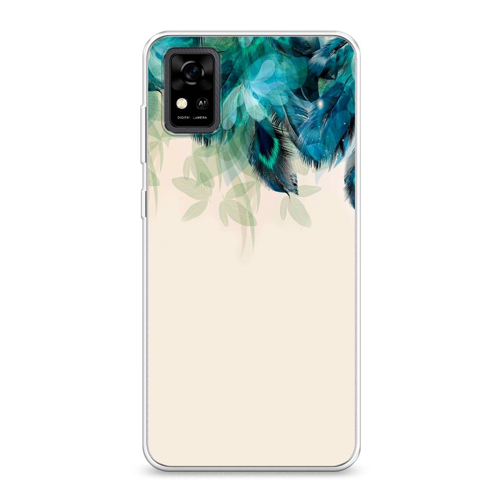 фото Силиконовый чехол "перья голубого цвета" на zte blade a31 awog