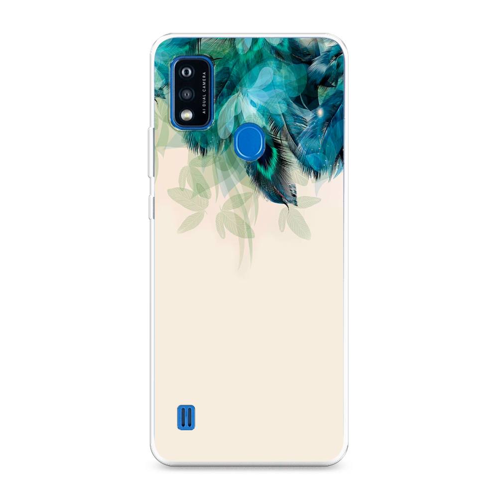 фото Силиконовый чехол "перья голубого цвета" на zte blade a51 awog
