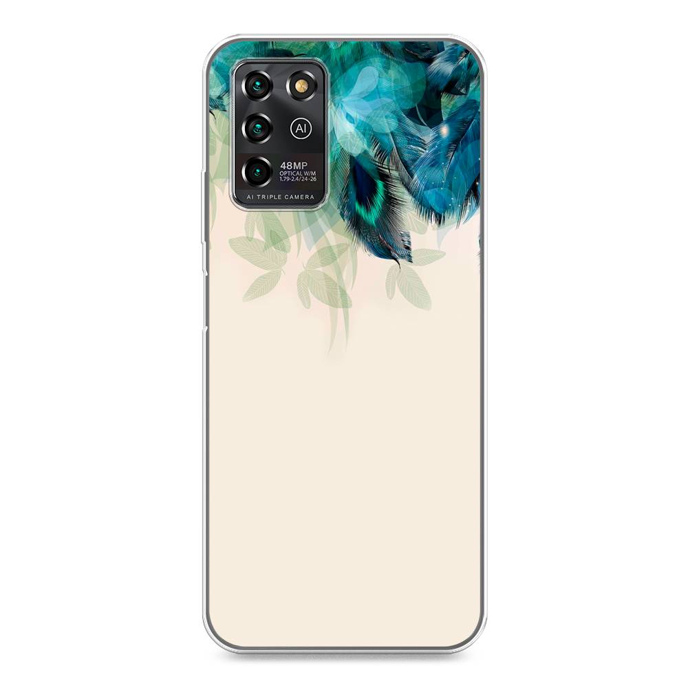 фото Силиконовый чехол "перья голубого цвета" на zte blade v30 vita awog