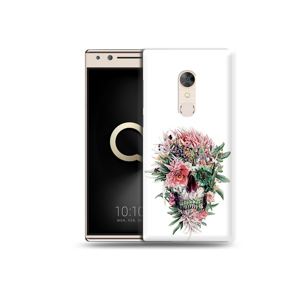 

Чехол MyPads Tocco для Alcatel 5 череп из цветов (PT110913.675.677), Прозрачный, Tocco