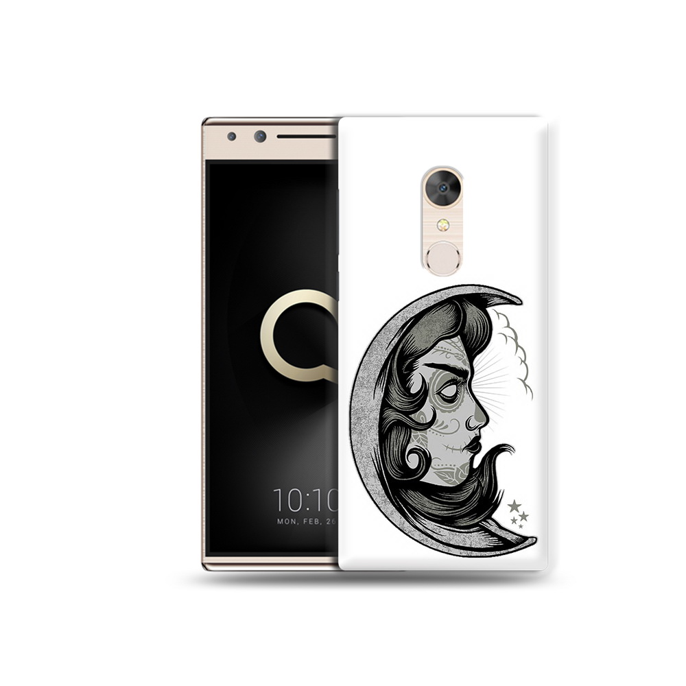 

Чехол MyPads Tocco для Alcatel 5 черно белая луна с лицом (PT110913.675.680), Прозрачный, Tocco