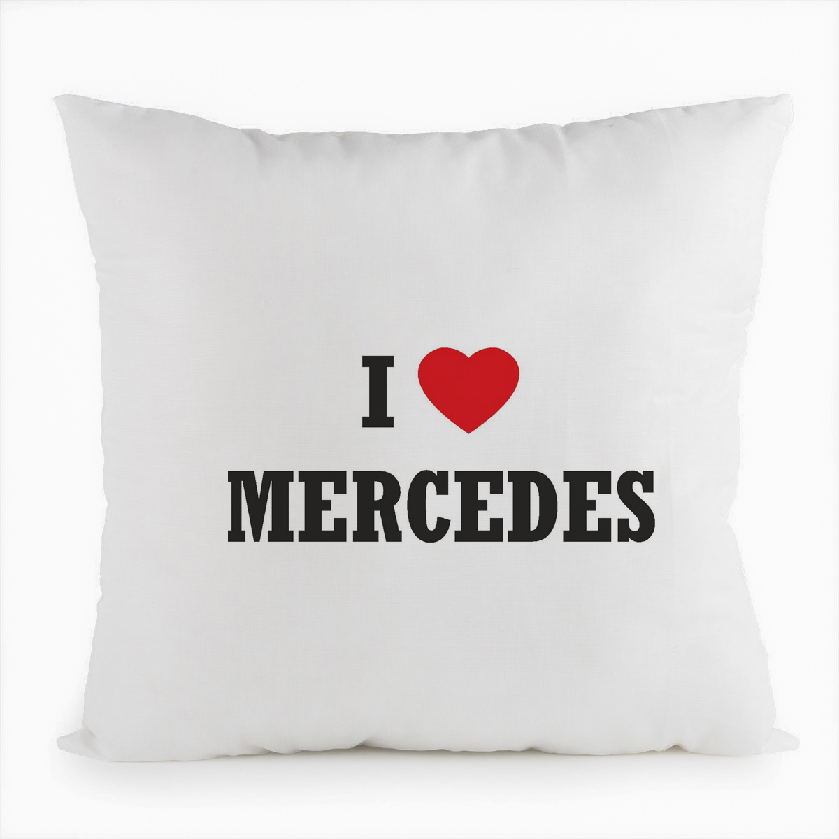 

Подушка белая CoolPodarok Авто. I love Mercedes