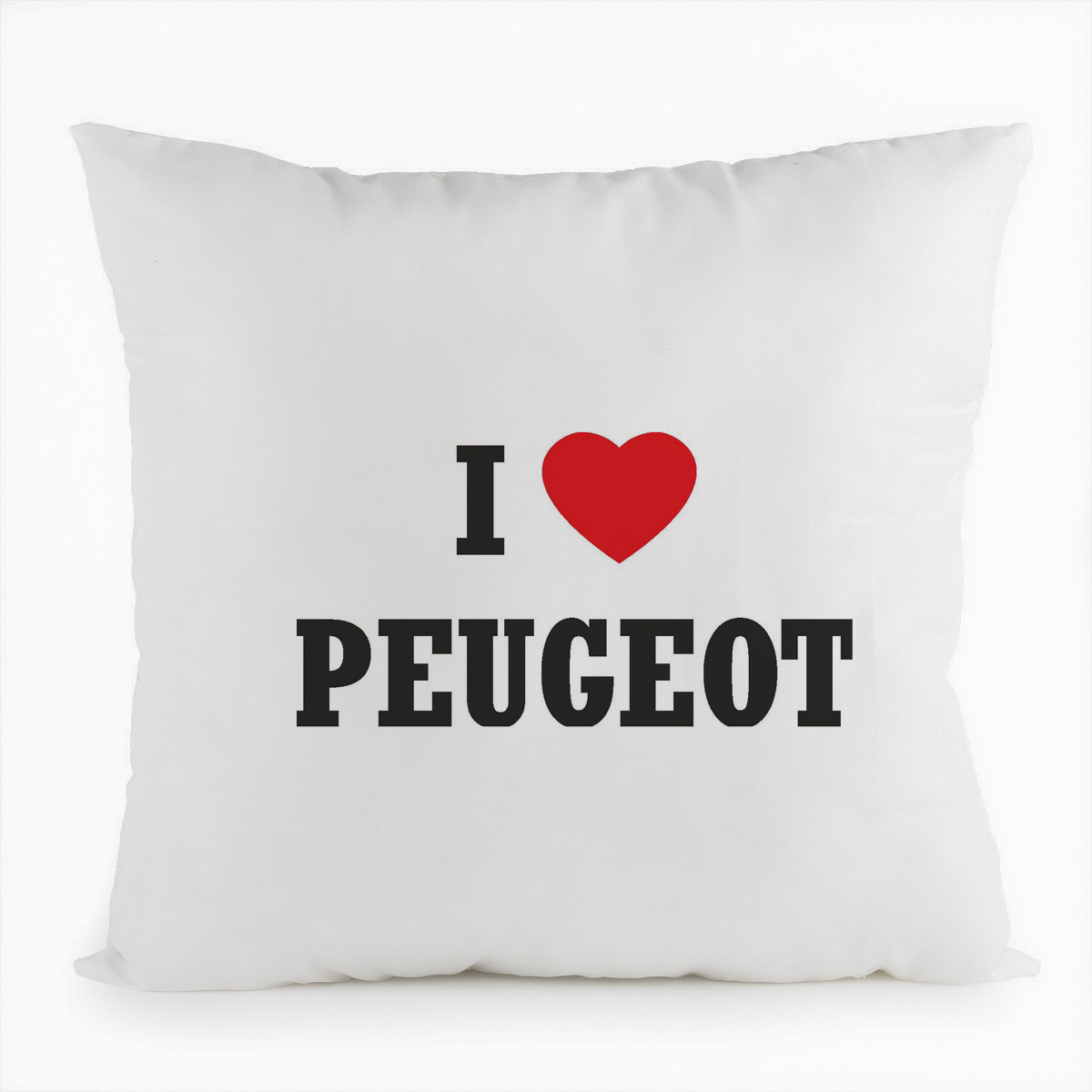 

Подушка белая CoolPodarok Авто. I love Peugeot