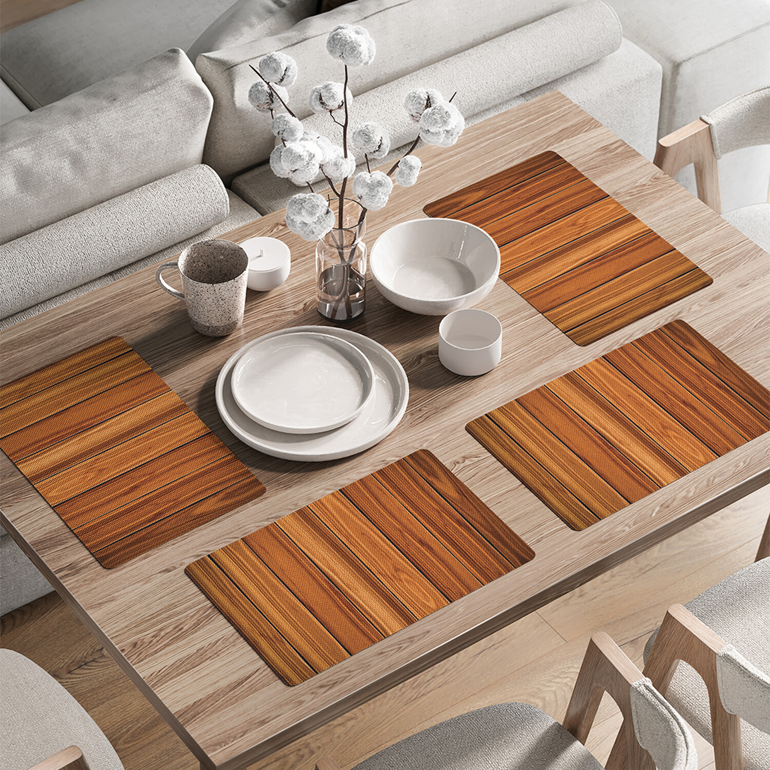 

Комплект тканевых салфеток JoyArty Древесные доски для сервировки стола 46x30 см, 4шт, Коричневый, Древесные доски