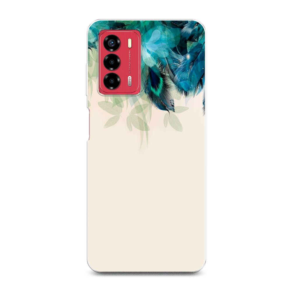фото Силиконовый чехол "перья голубого цвета" на zte blade v40 vita awog